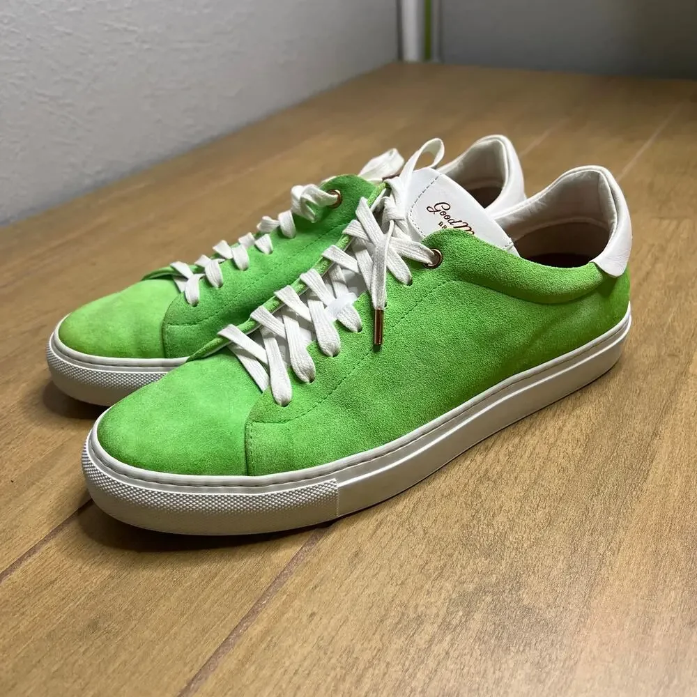 Good Man Brand Green Suede Low Top‎ Sneakers Made In Italy Men’s Size 9 Luxury